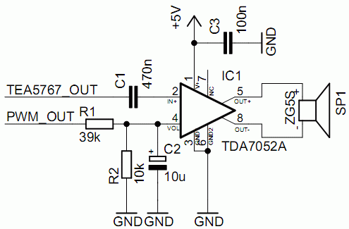 TDA7052A amplifier with volume control