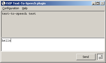 TTS plugin window for tSIP