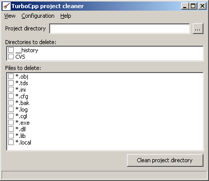 Turbo C++ project cleaner screenshot