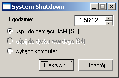 SystemShutdown plugin window