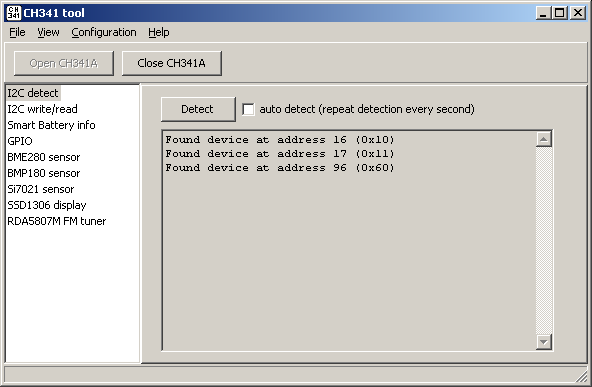 CH341A I2C device detect