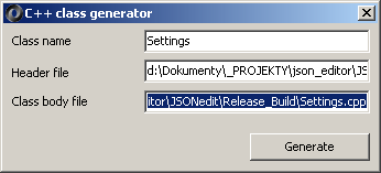 JSONedit C++ class generator