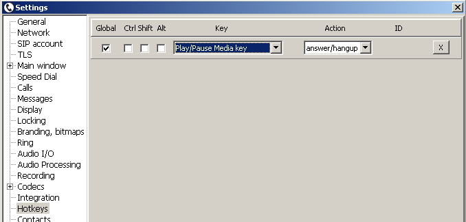 tSIP hotkeys - media