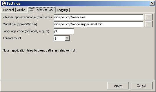 tSIP RecordViewer transcription settings