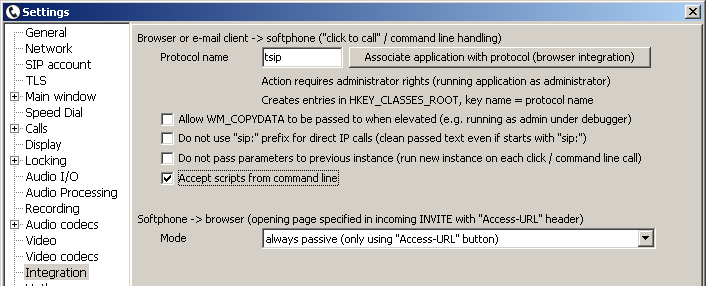 enabling tSIP command line script