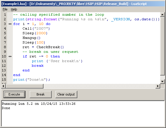 Lua scripting plugin for tSIP softphone